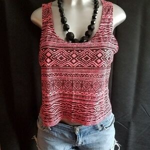 Forever 21 Aztec Tank Top Black and Pink Size Large